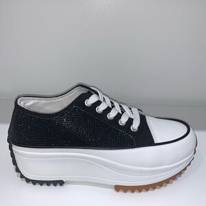 BLACK RHINESTONE LOW TOP SNEAKERS